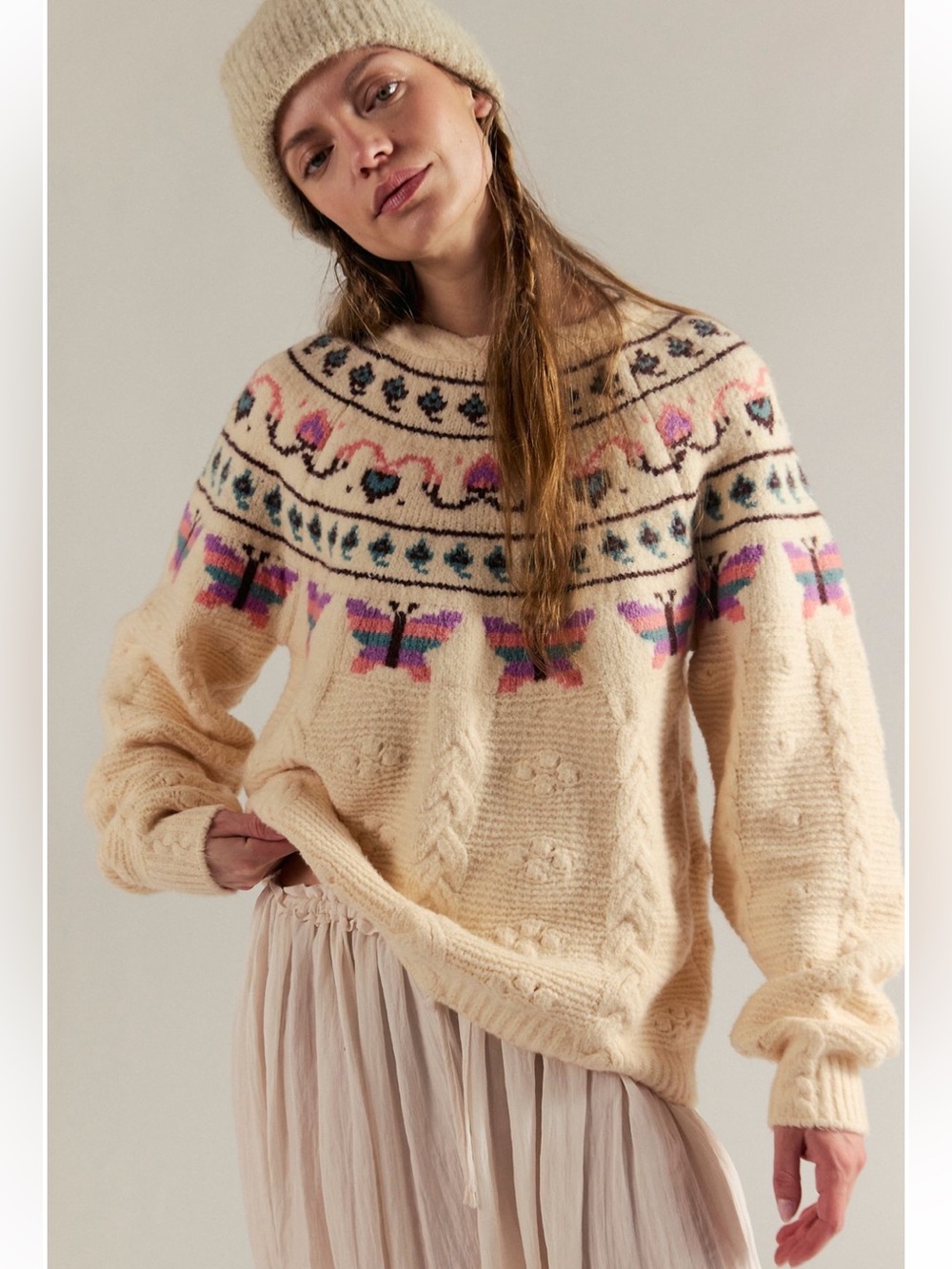 Free People Blooming Bobbles Sweater NWT Size Medium - Picture 2 of 9